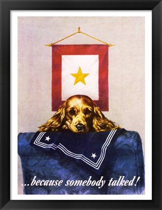 Framed Sad Puppy Propoganda Poster, 1944 Print