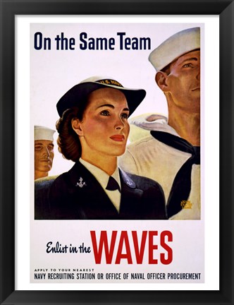 Framed On the Same Team Enlist in the Waves Print