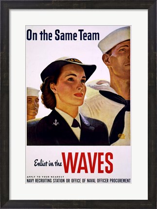 Framed On the Same Team Enlist in the Waves Print