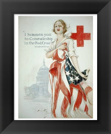 Framed Harrison Fisher WWI American Red Cross Poster Print
