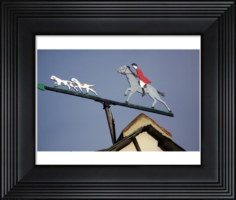 Framed Horse and Rider Weathervane Print