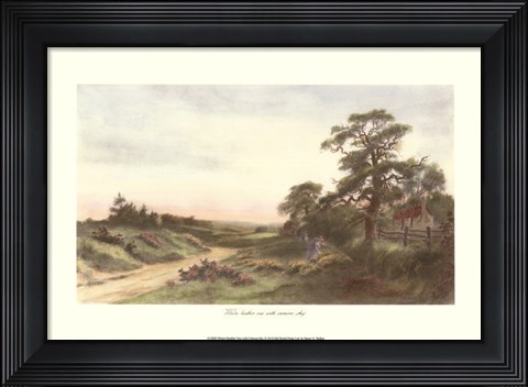 Framed Where Heather Vies with Crimson Sky Print