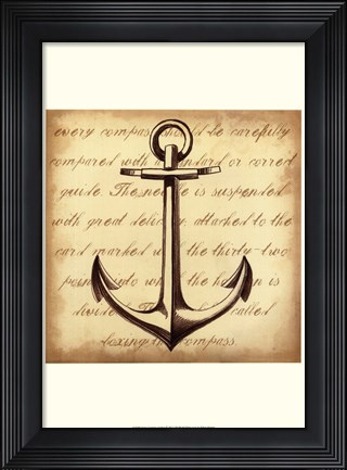 Framed Sepia Captain&#39;s Anchor Print