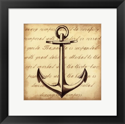 Framed Sepia Captain&#39;s Anchor Print