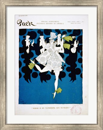 Framed Where is my Boy To-Night Puck Magazine Cover April 7, 1917 Print
