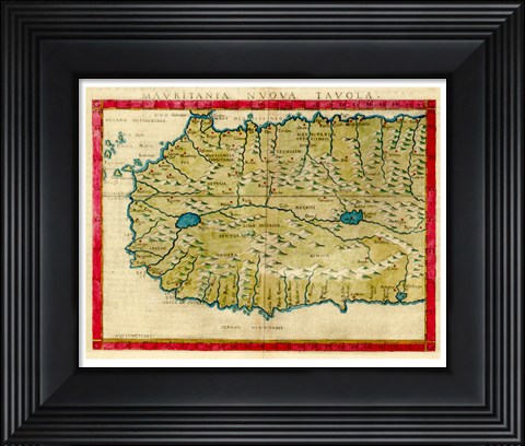 Framed 1561 Map of West Africa by Girolamo Ruscelli Print