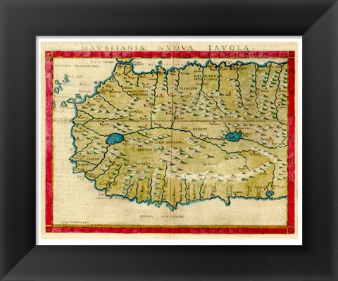 Framed 1561 Map of West Africa by Girolamo Ruscelli Print