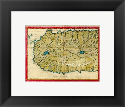 Framed 1561 Map of West Africa by Girolamo Ruscelli Print