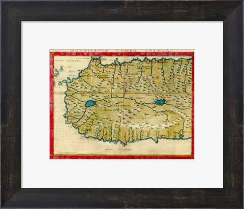 Framed 1561 Map of West Africa by Girolamo Ruscelli Print