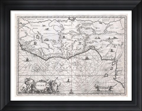 Framed 1670 Ogilby Map of West Africa Print