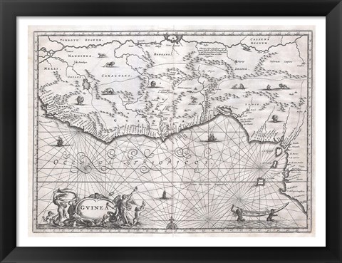 Framed 1670 Ogilby Map of West Africa Print