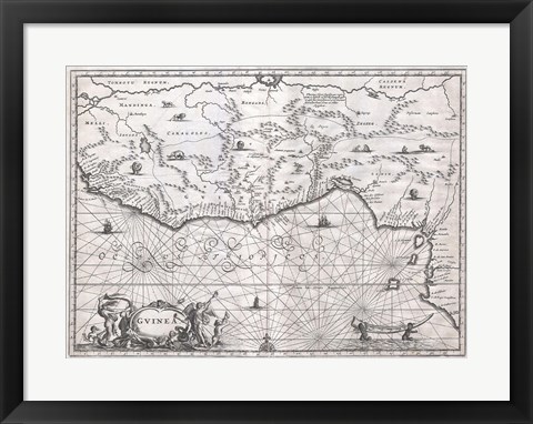Framed 1670 Ogilby Map of West Africa Print