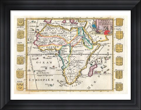 Framed 1710 De La Feuille Map of Africa Print