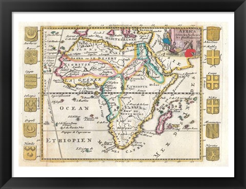 Framed 1710 De La Feuille Map of Africa Print