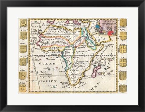 Framed 1710 De La Feuille Map of Africa Print