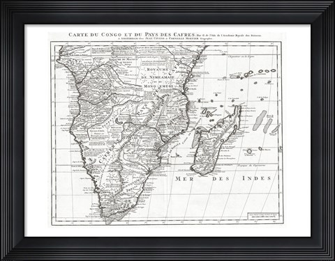 Framed 1730 Covens and Mortier Map of Southern Africa Print