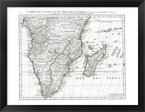 Framed 1730 Covens and Mortier Map of Southern Africa Print