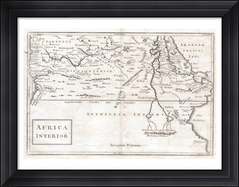 Framed 1730 Toms Map of Central Africa Print