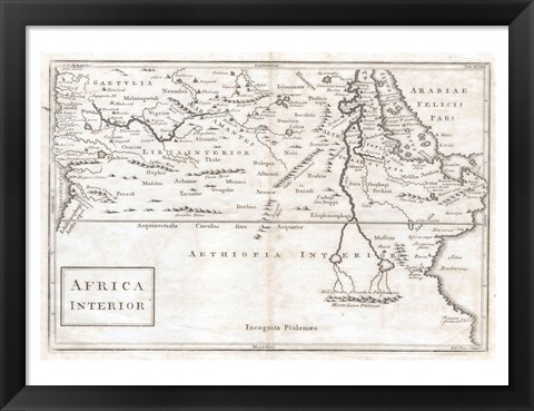 Framed 1730 Toms Map of Central Africa Print