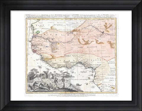 Framed 1743 Homann Heirs Map of West Africa Print