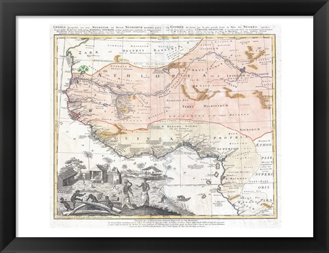 Framed 1743 Homann Heirs Map of West Africa Print