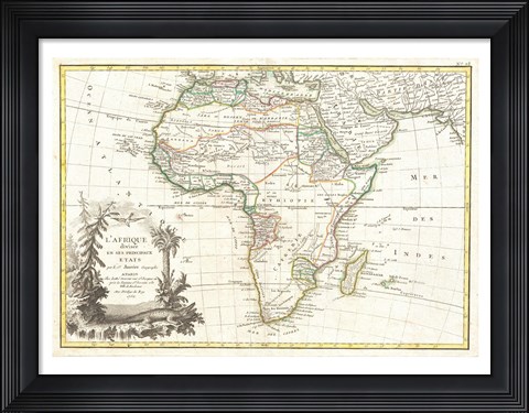 Framed 1762 Janvier Map of Africa Print