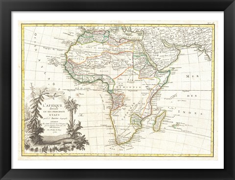 Framed 1762 Janvier Map of Africa Print