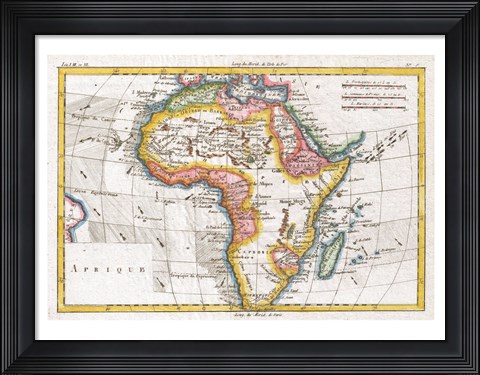 Framed 1780 Raynal and Bonne Map of Africa Print