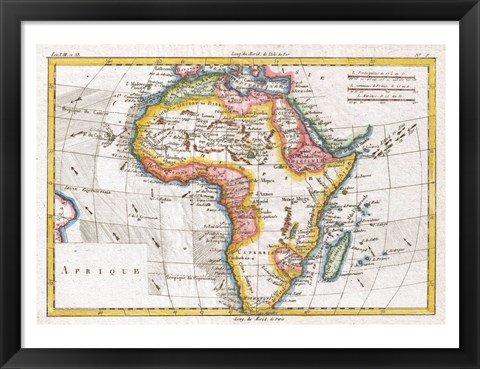 Framed 1780 Raynal and Bonne Map of Africa Print