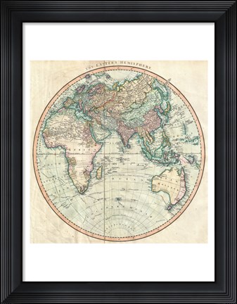Framed 1801 Cary Map of the Eastern Hemisphere Print