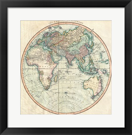 Framed 1801 Cary Map of the Eastern Hemisphere Print