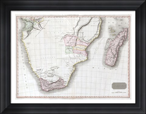 Framed 1809 Pinkerton Map of Southern Africa Print