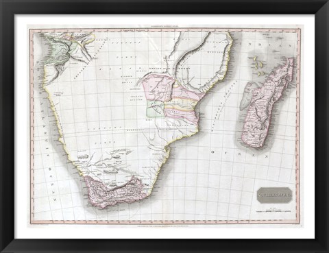 Framed 1809 Pinkerton Map of Southern Africa Print