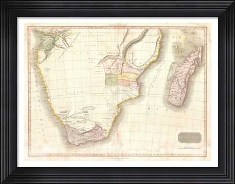 Framed 1818 Pinkerton Map of Southern Africa Print