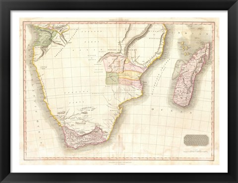Framed 1818 Pinkerton Map of Southern Africa Print