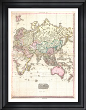 Framed 1818 Pinkerton Map of the Eastern Hemisphere Print