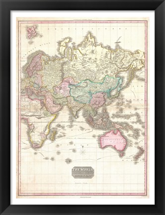 Framed 1818 Pinkerton Map of the Eastern Hemisphere Print