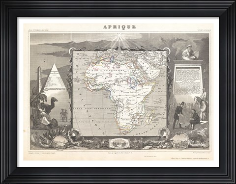 Framed 1847 Levasseur Map of Africa Print
