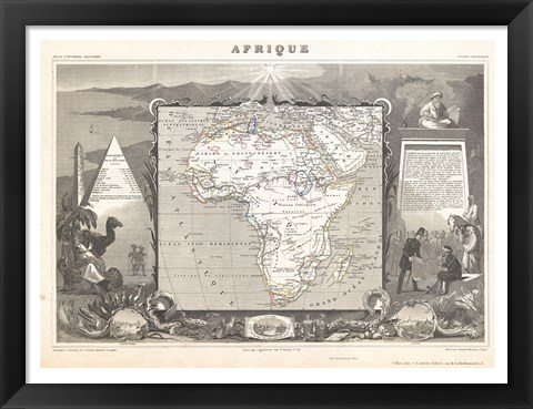 Framed 1847 Levasseur Map of Africa Print