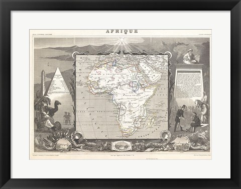 Framed 1847 Levasseur Map of Africa Print