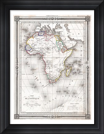 Framed 1852 Bocage Map of Africa Print