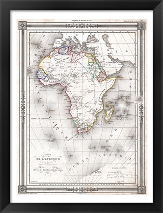 Framed 1852 Bocage Map of Africa Print