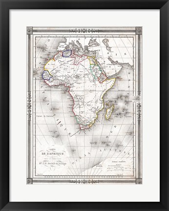 Framed 1852 Bocage Map of Africa Print