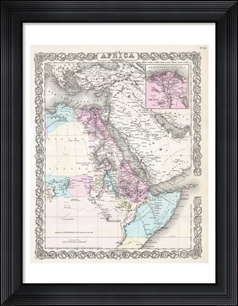 Framed 1855 Colton Map of Northeastern Africa Print
