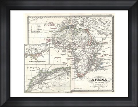 Framed 1855 Spruner Map of Africa Since the Beginning of the 15th Century Print