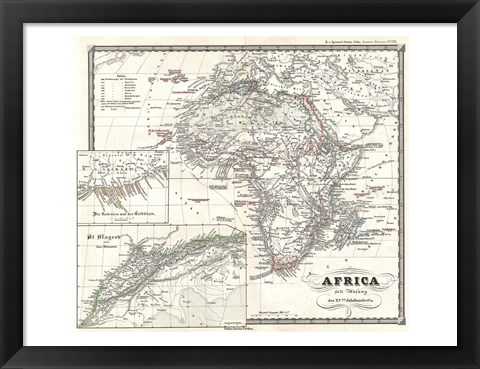 Framed 1855 Spruner Map of Africa Since the Beginning of the 15th Century Print