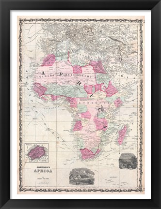 Framed 1862 Johnson Map of Africa Print