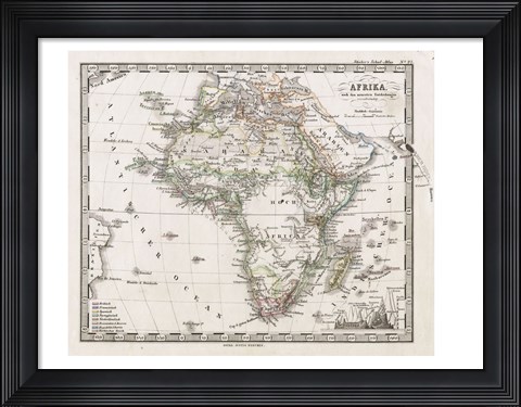 Framed 1862 Stieler Map of Africa Print