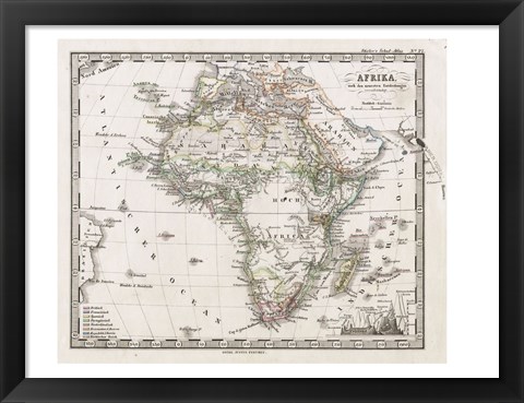 Framed 1862 Stieler Map of Africa Print