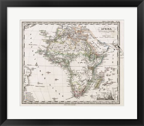 Framed 1862 Stieler Map of Africa Print